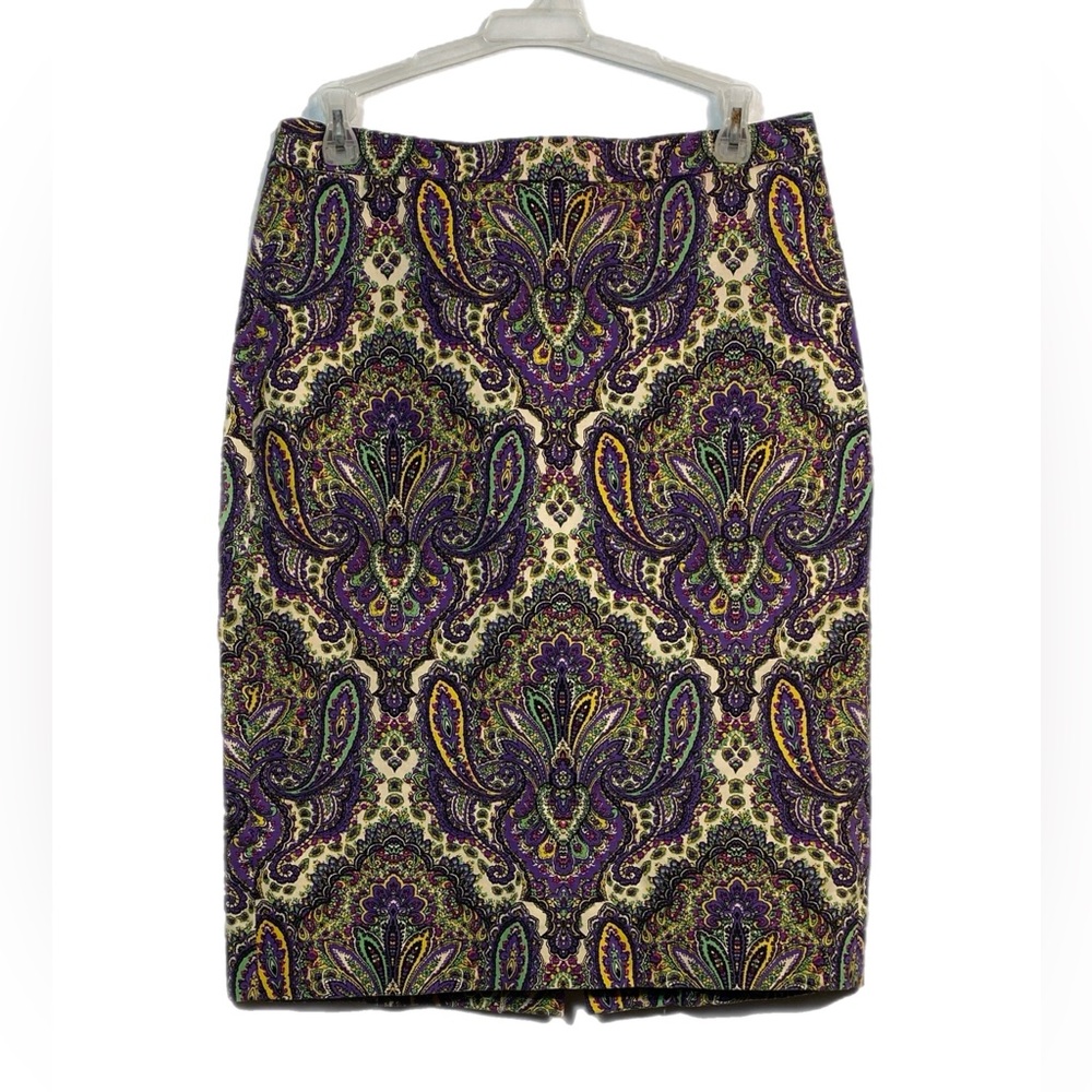 J Crew Paisley No. 2 Pencil Skirt knee length size 2